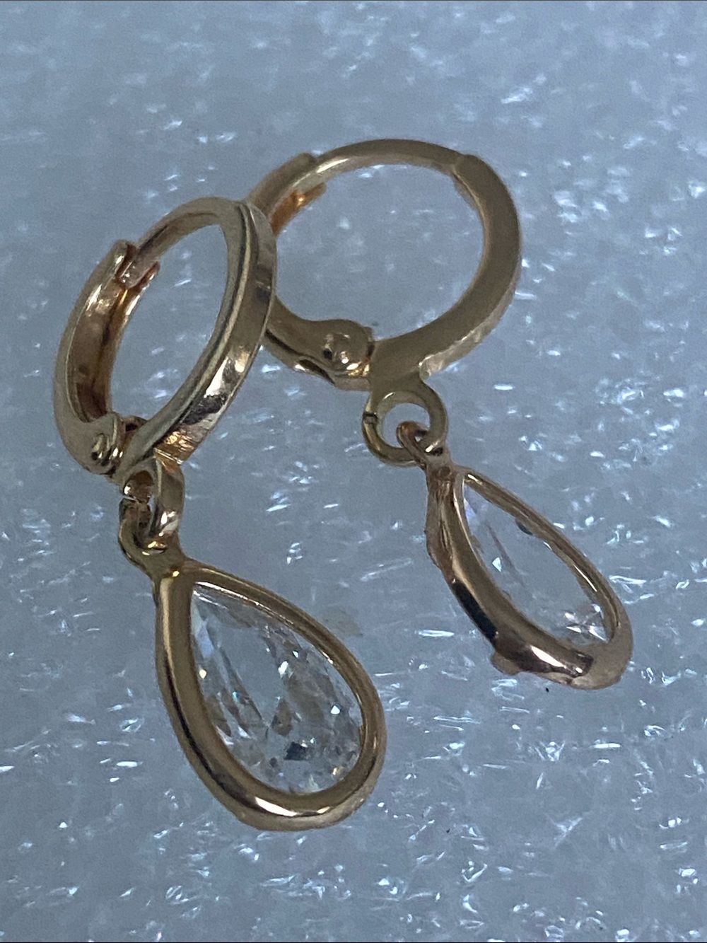 Gold color  Teardrop Crystal Hoop Earrings - Elegant Women's Jewelry free ring